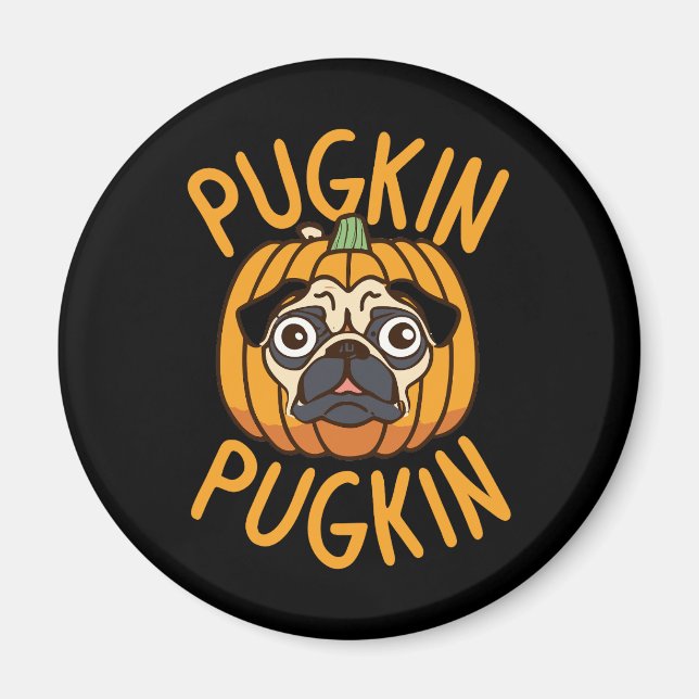 Imã Pugkin Pug Dog Halloween (Frente)