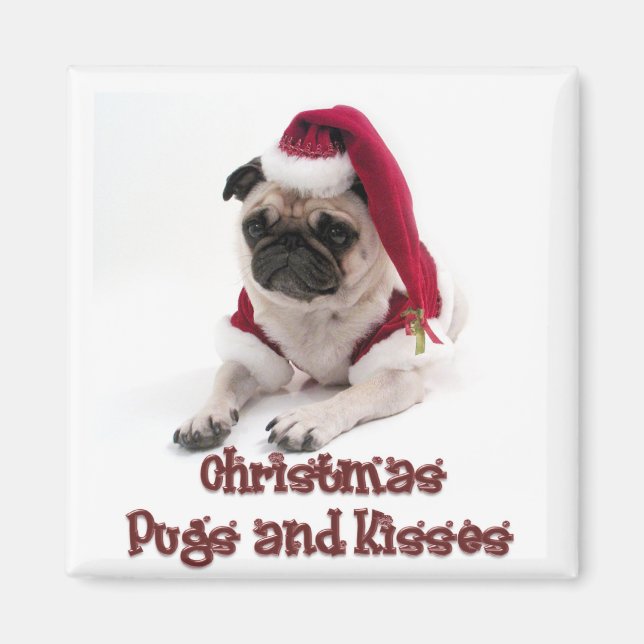 Imã Pugs de Natal e Beijos (Frente)