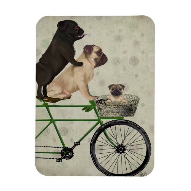 Ímã Pugs na Bicicleta (Vertical)