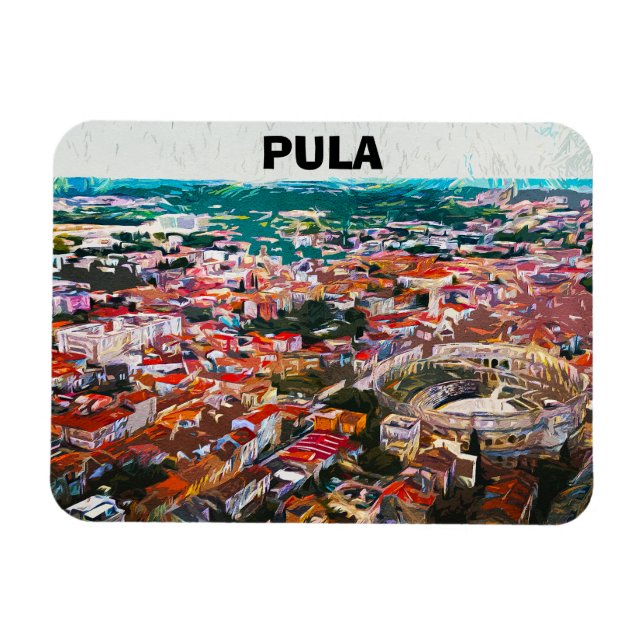 Ímã Pula Croácia City View Painting (Horizontal)