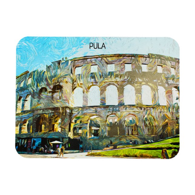 Ímã Pula Croácia, pintura a óleo na cidade (Horizontal)