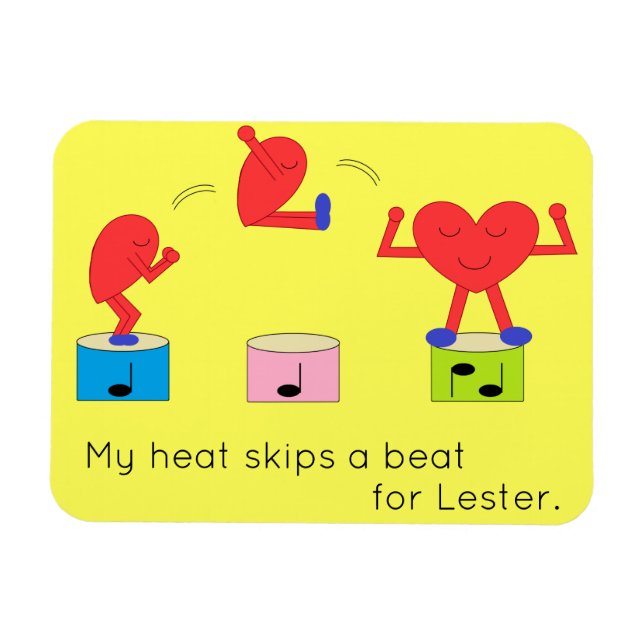 Ímã Pulando Coração no Amor: Amarelo (Horizontal)