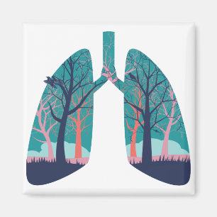 Imã Pulmões humanos com floresta abstrata