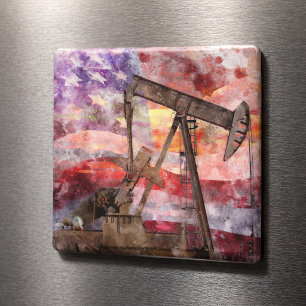 Imã Pumpjack silhoucolor com bandeira americana