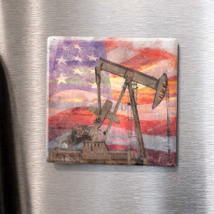 Imã Pumpjack silhueta pastel desenho americano Bandeir