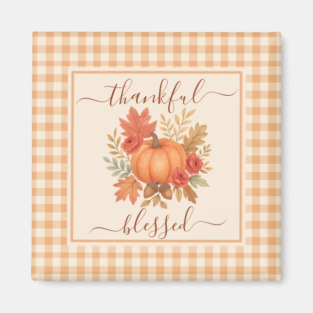 Imã Pumpkin agradecido e abençoado | Ação de Graças (Frente)