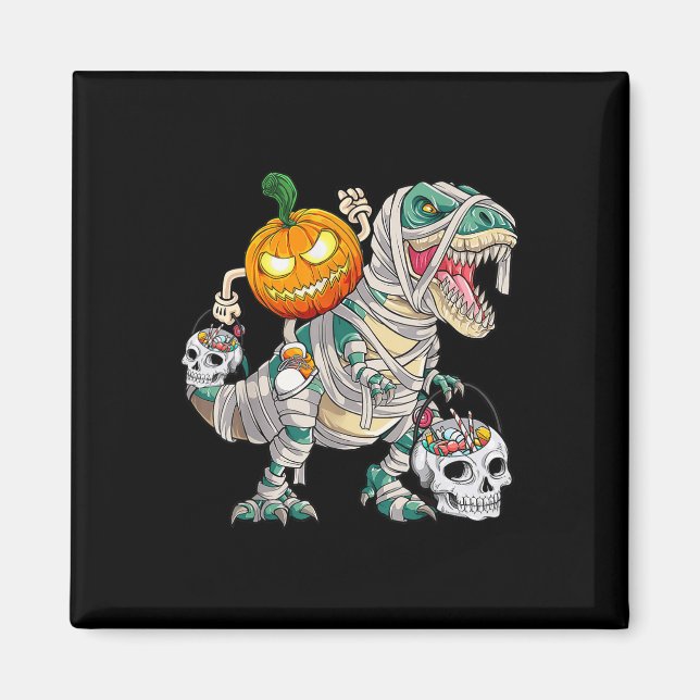 Imã Pumpkin Andando Mummy Dinossaur T rex Diversão Hal (Frente)