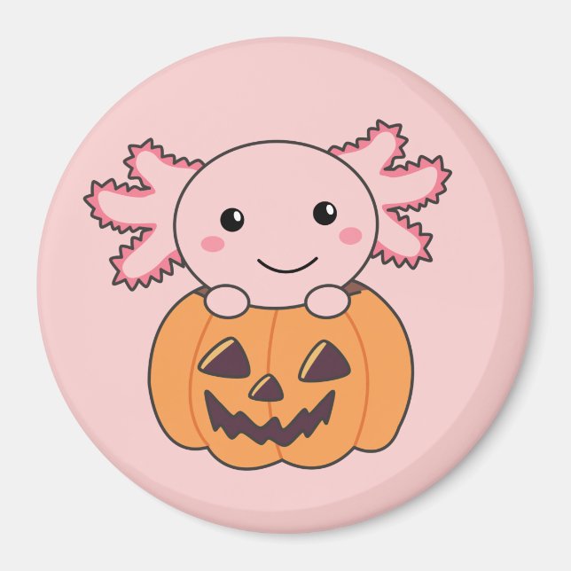 Imã Pumpkin Axolotl Amava Animais Doce Para O Hallowee (Frente)