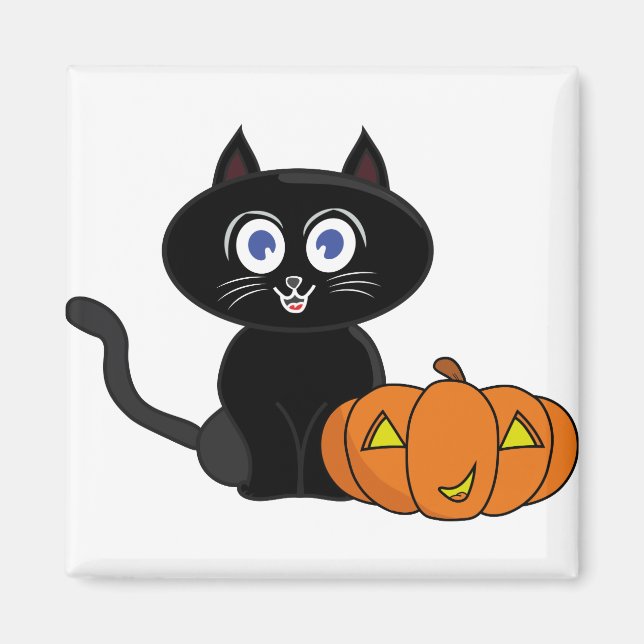 Imã Pumpkin Black Cat Halloween (Frente)
