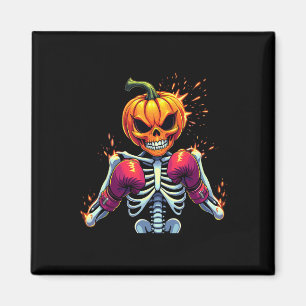 Imã Pumpkin Cabeça Esqueleto Boxando Halloween Luta Sp