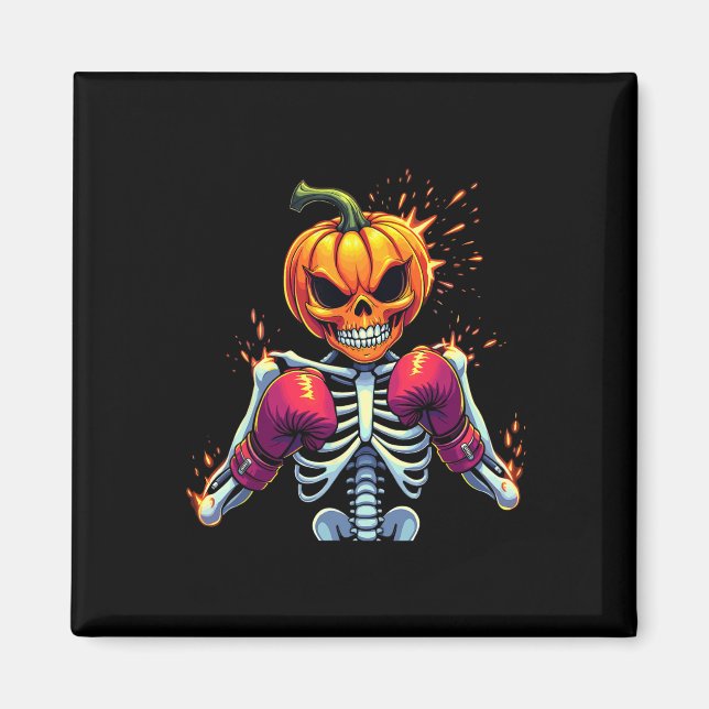 Imã Pumpkin Cabeça Esqueleto Boxando Halloween Luta Sp (Frente)