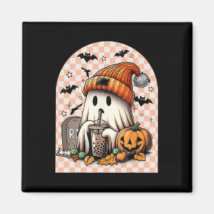 Imã Pumpkin de café verde-Bebendo-fantasma