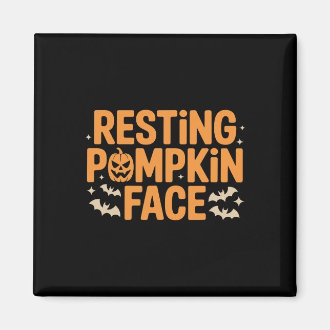 Imã Pumpkin Face Negrito T Halloween Tee (Frente)