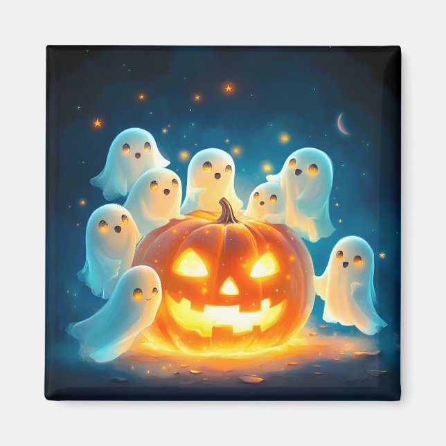 Imã Pumpkin Glow Party Watercolor (Frente)