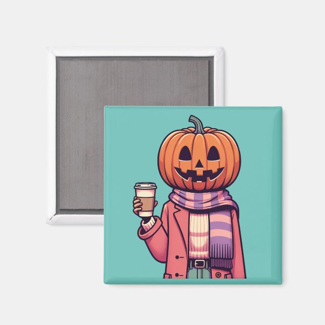 Imã Pumpkin Head Coffee Fall (Front/Back)