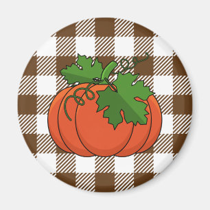 Imã Pumpkin Laranja no Padrão Marrom Branco Verificado