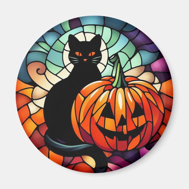 Imã Pumpkin Preto De Vidro Santuário (Frente)