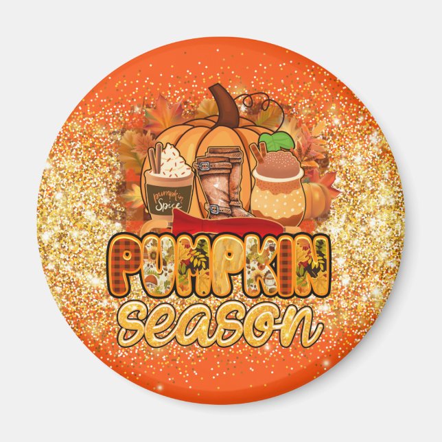 Imã Pumpkin Season Autumn Personalizar Texto e Cor (Frente)
