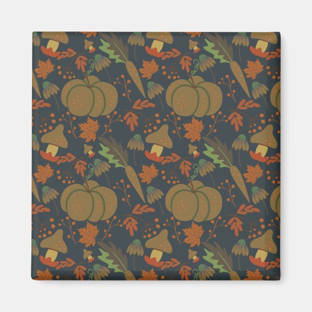 Imã Pumpkin sem pele e cenoura fundo escuro (Frente)