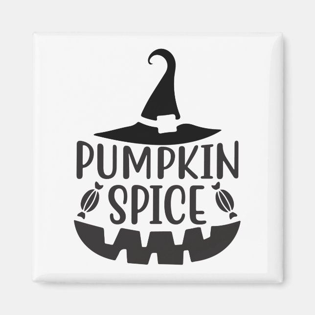 Imã Pumpkin Spice com uma Bruxa Jack-O-Lanterna (Frente)
