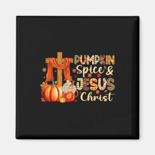 Imã Pumpkin Spice Jesus Cristo Ação de Graças outono