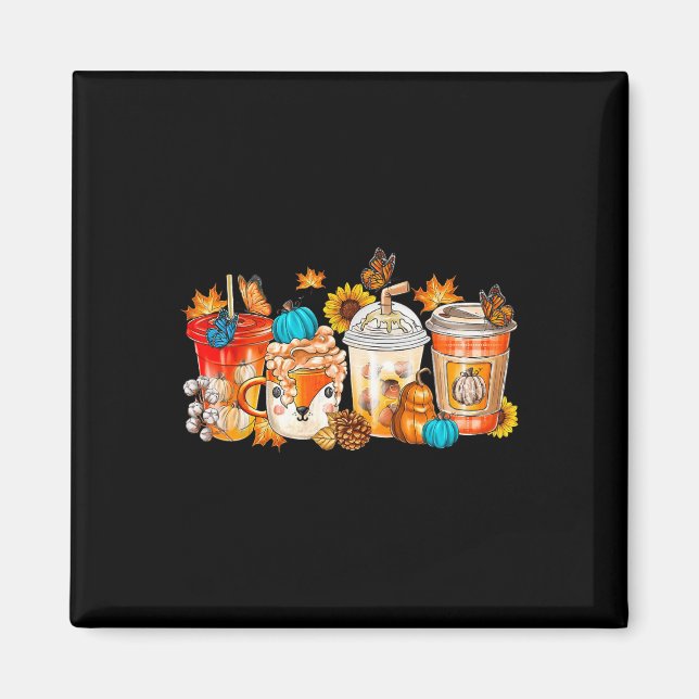 Imã Pumpkin Spice Lateral Queda Café Louco Retro Outon (Frente)