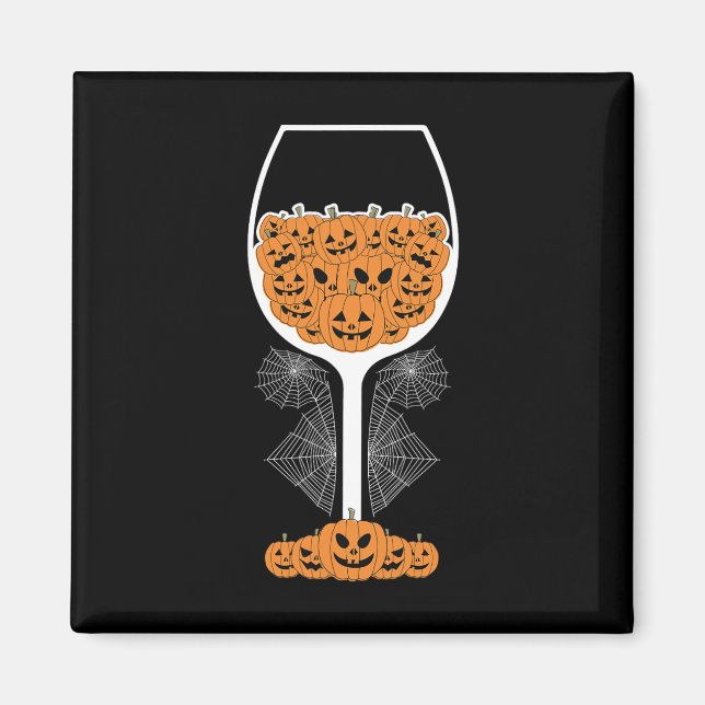 Imã Pumpkin Wine Gl Spider Fácil Halloween (Frente)