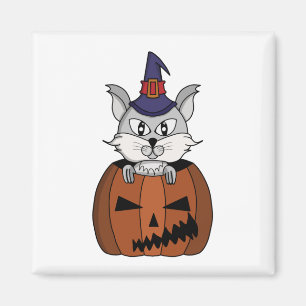 Imã Pumpkin Witch Cat no Halloween