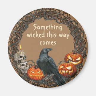 Imã Pumpkins e Raven Halloween Wreath