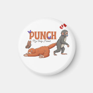 Imã ‏Punch‑kun & Plush Monkey – Kawaii para Crianças