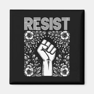 Imã Punho Resistir Boho Flor Anti Trump Ativista de Pr