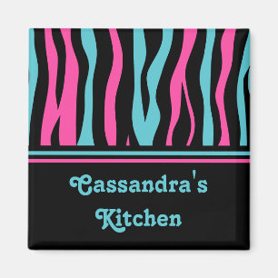 Imã Punk bonito do impressão da zebra no rosa quente,