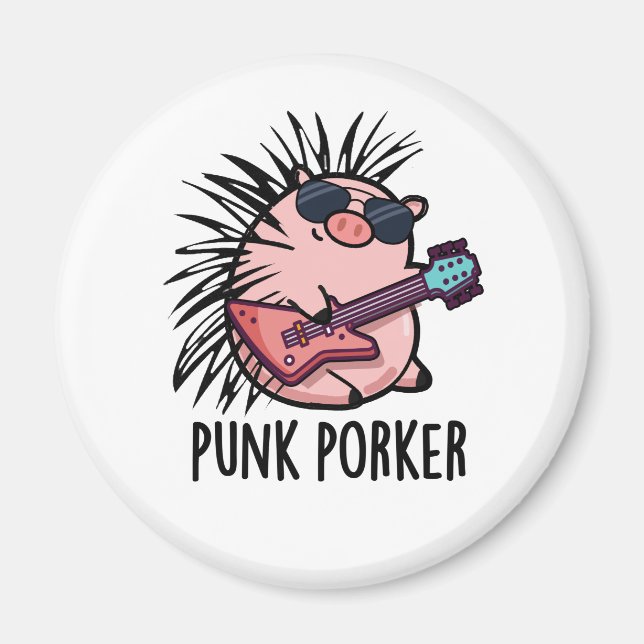 Imã Punk Porker Funny Punk Rocker Pun (Frente)
