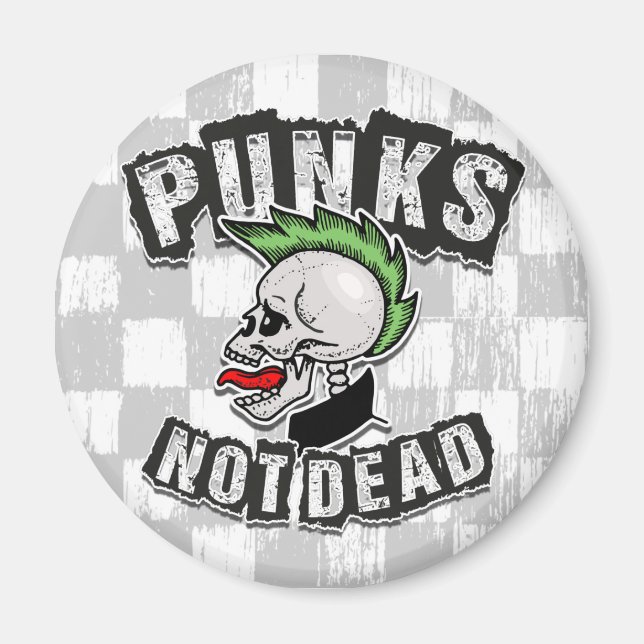Imã Punks Not Morto Skull Mohawk Punk Rock Rocker (Frente)