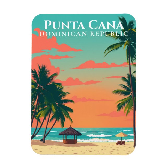 Ímã Punta Cana Beach Art Souvenir República Dominicana (Vertical)