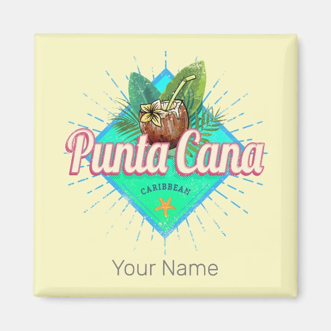 Imã Punta Cana Caribe Retro República Dominicana (Frente)