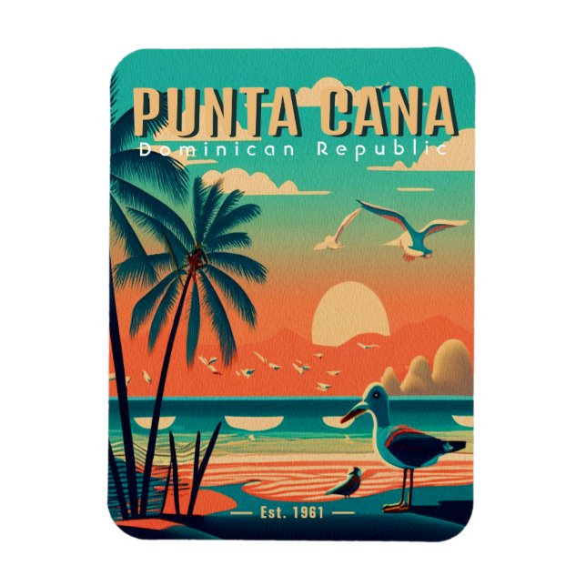 Ímã Punta Cana DR. Retro Flamingos Souvenir 1950 (Vertical)