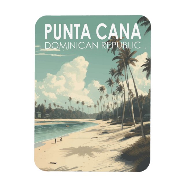 Ímã Punta Cana República Dominicana Viagem Art Vintage (Vertical)