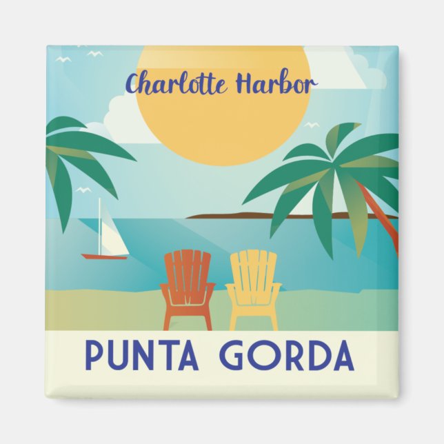 Imã Punta Gorda, Charlotte Harbor Flórida Ilustração (Frente)