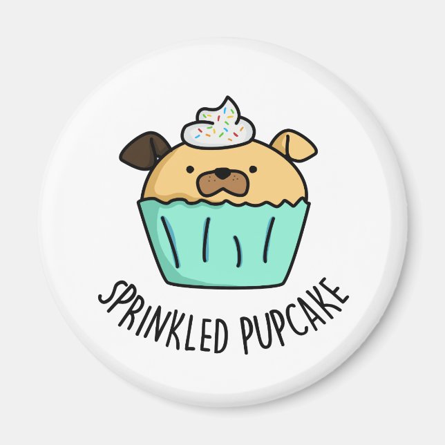 Imã Pupcake em sprinkle Puppy Cupcake Pun (Frente)