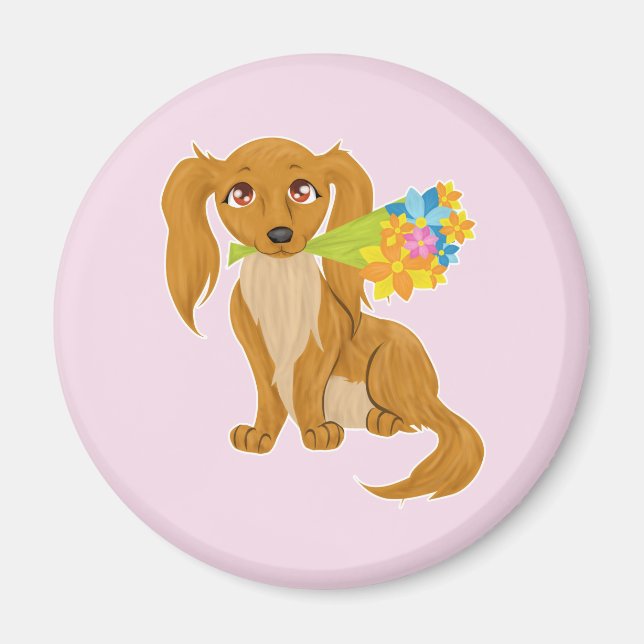Imã Puppy com Buquê de Flor (Frente)