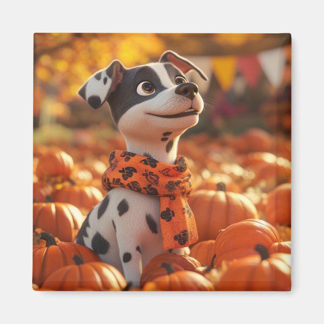 Imã Puppy e Pumpkins Magnet (Frente)