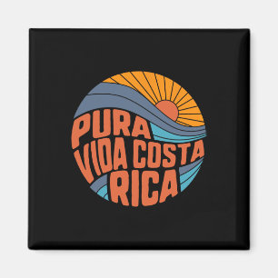 Imã Pura Vida Costa Rica Vintage Pôr-do-Sol Surfe Verã