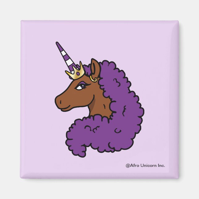 Imã Purple Afro Unicorn (Frente)