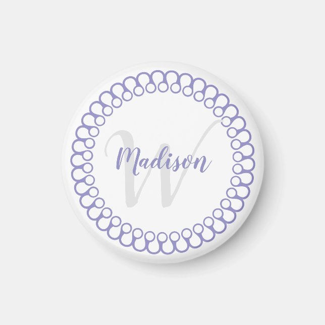 Imã Purple Decorative Circle Monogram Magnet (Frente)