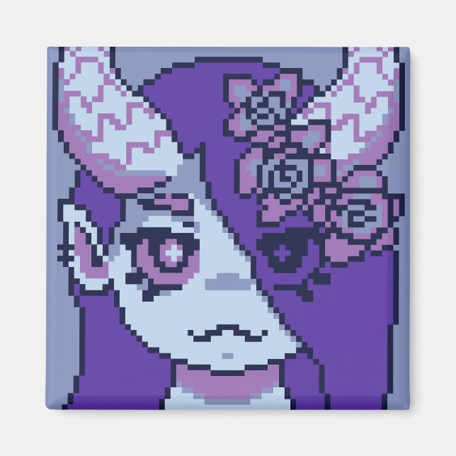 Imã Purple Girl Pixelart, Pixel Art (Frente)
