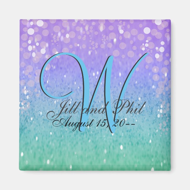 Imã Purple Glitter Patio Lantern Confetti Glam Blue (Frente)