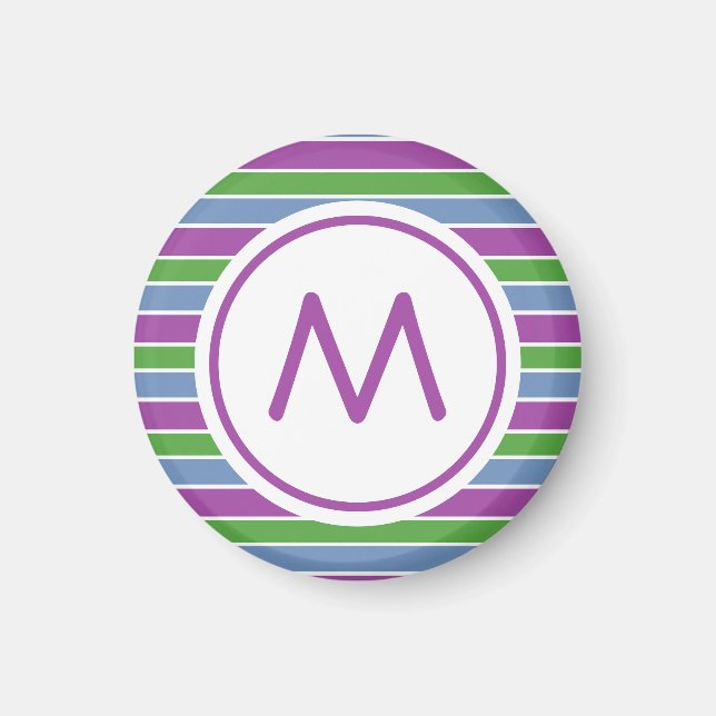 Imã Purple Green Blue Striped Monogram (Frente)