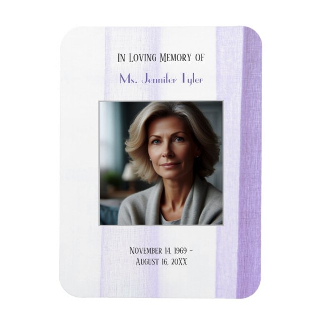 Ímã Purple In Loving Memory Elegant Funeral Memorial (Vertical)