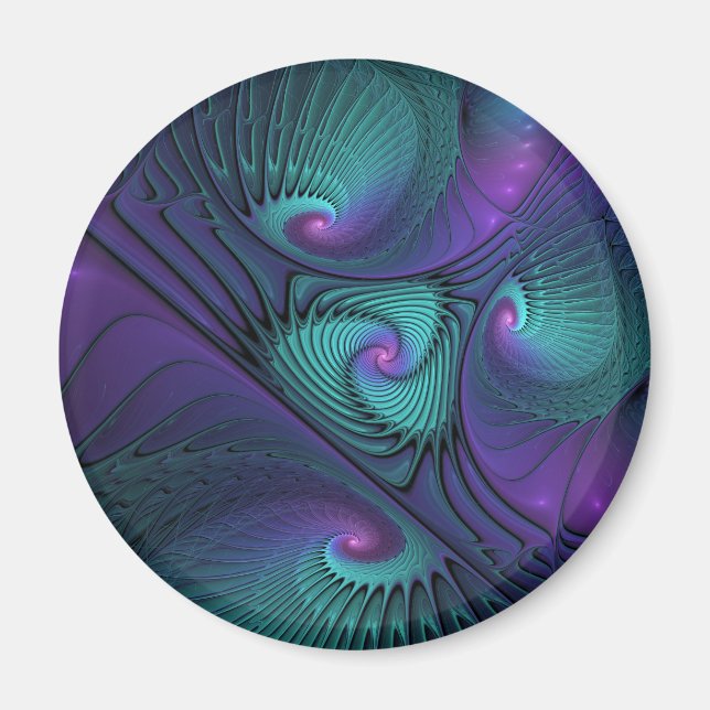 Imã Purple Meets Turquoise Modern Abstract Fractal Art (Frente)